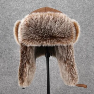 Sombrero de trampero estilo vintage para hombre Gorra de esquí Ushanka cosaco imitación piel gamuza invierno cálido - Imagen 1 de 12