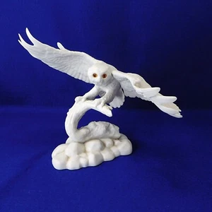 Night Sentinel Figurine Snowy Owl on Branch Jonathan Bronson Franklin Porcelain - Picture 1 of 12
