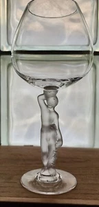 1 Bacchus Bacchante France Frosted Glass Nude MALE Figure Oversized Wine Glass - Picture 1 of 5
