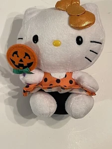 Hello Kitty TY Beanie Babys Plüschtier orange und schwarz Halloween - Bild 1 von 3