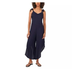 Vince Camuto Jumper Wide Leg Jumpsuit Black Large NWT Capri Loose Tie Straps - Picture 1 of 15