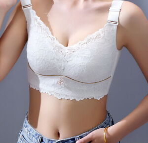 Women Bra Full coverage Lace Floral Wireless Minimizer Plus size Underwear 63281