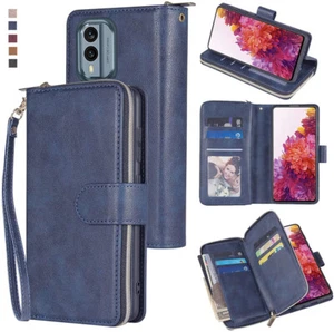For Nokia X30 Wallet Case 9Card Zipper Slots Kickstand Flip Leather Phone Case - Picture 1 of 42