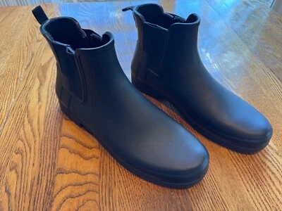 Botas Chelsea femininas Hunter originais refinadas slim fit preto fosco tamanho EUA 11 - Imagem 1 de 4