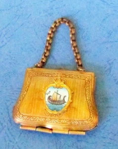 VINTAGE OTTONE EDOARDIANO - CUSTODIA PER FRANCOBOLLI SMALTATI - BORSA PER BAMBOLE - Foto 1 di 5