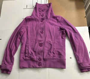 Puma purple fitted Fitness jacket size M Button Up Mock Style Women’s Athletic - Picture 1 of 4