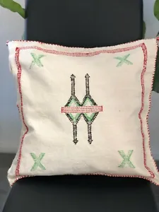 Moroccan Cactus silk white pillow cover handmade sabra cushion cover item32 - Picture 1 of 2