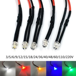 Verkabelt 20cm LEDs Flachkopf LEDs Dioden 3mm 5mm 3V 6V 9V 12V 24V 48V 110V 220V - Picture 1 of 10