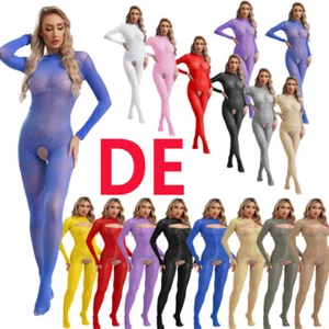 Damen Strampler Fuß Bodystockings Durchsichtig Unitard Öl Overall Ganzkörper - Picture 1 of 129
