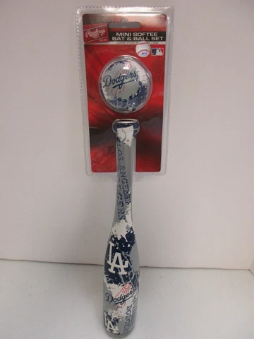 Los Angeles Dodgers Mini Softee Bat and Ball Set Team Logo Sports Blue and White Cover