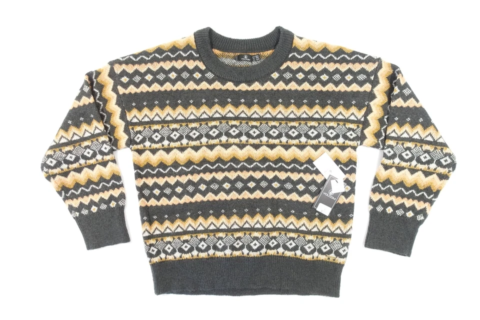 VOLCOM GEO PRINT BLACK PINK XS KNIT NOT FAIRISLE SWEATER WOMENS NEW - Image 1 of 4