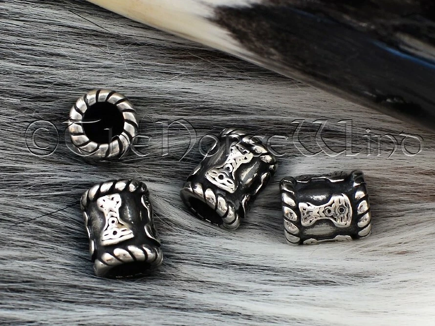 Wikinger Bartperle Mjolnir Haarperle Bartring Thor Hammer Mittelalter Edelstahl - Bild 1 von 4