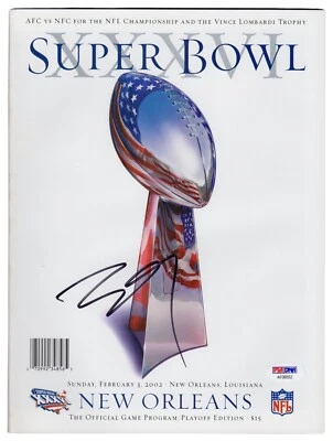 TOM BRADY PATRIOTS SIGNED SUPER BOWL XXXVI 36 OFFICIAL GAME PROGRAM PSA LOA - Image 1 of 3
