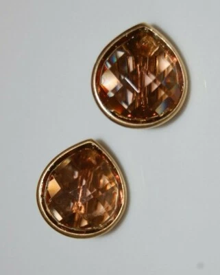 ELEGANTES PENDIENTES CLIP DORADOS CRISTAL PÚRPURA ACRÍLICO LÁGRIMA FIRMADOS POR ANNE KLEIN Foto 1 de 4