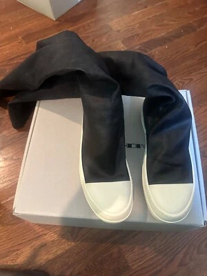 RICK OWENS DRKSHDW Hollywood $900 Womans Black Denim Boots New & Authentic sz 41 - Image 1 of 4