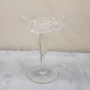 American Brilliant Cut Glass ABP Zipper Pedestal Hobstar Compote Candy Dish - Picture 1 of 5