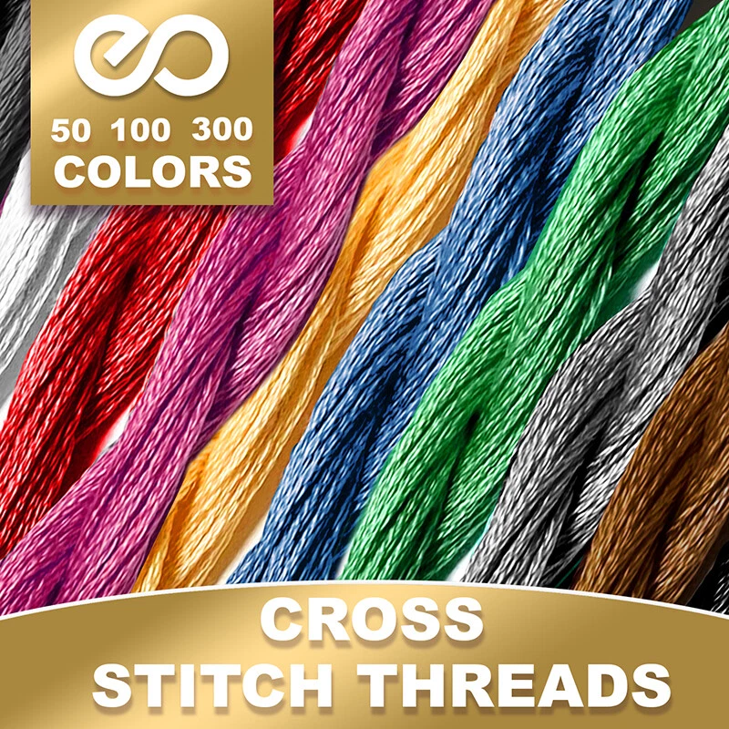 50-300 Coloured Egyptian Cotton Embroidery Cross Stitch Thread Floss Hand Skeins - image 1 of 4