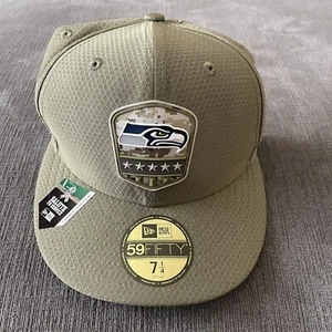 New Era 59Fifty Salute To Service Seattle Seahawks Fitted Hat 7 1/4 USA New - Picture 1 of 12