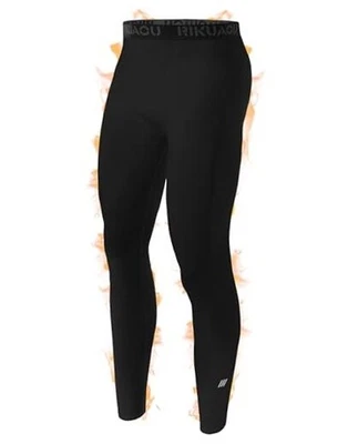 Mens Thermal Compression Pants, Fleece Lined Athletic Leggings Large Black - Image 1 of 4