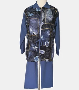 Sport Savvy Outfit Pants & Top Pantsuit NEW w/ Tags 2pc Blue Floral Womens S - Picture 1 of 12