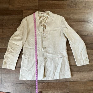 Tasso Elba Men’s Large Beige Linen Sport Coat Blazer 3 Button Lightweight #17814 - Picture 1 of 11