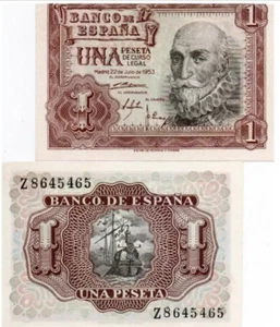 1953 Spain 1 Pesetas P144a BANKNOTE CURRENCY UNC - Picture 1 of 1