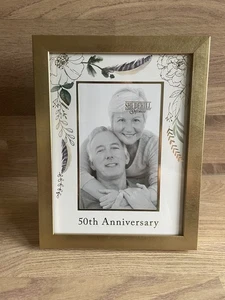 50th Anniversary Photo Frame Gold EffectFrame 23cm x 18cm - Picture 1 of 2