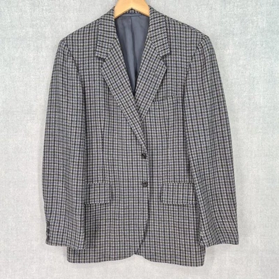 Vintage Oxxford Clothes Blazer Mens Gray Blue Houndstooth Pure Cashmere Jacket - Image 1 of 4