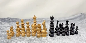 G42 scacchi legno - set completo chiaro/scuro - girati a mano vintage - Foto 1 di 16