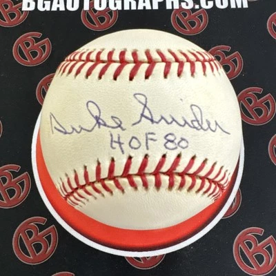 Duke Snider Signed Autographed Baseball Inscribed  HOF 80 Brooklyn Dodgers BAS - Image 1 of 4