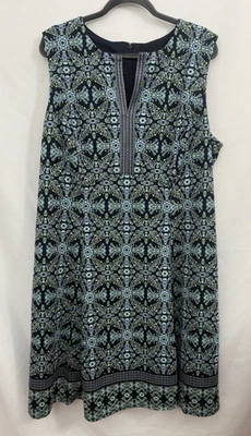Liz Claiborne Navy Floral Sleeveless Dress V Neck Womens Size 22W - Image 1 of 4