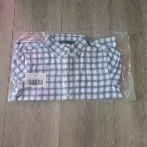 Janie And Jack Boys Plaid Poplin Shirt Size 8 Tamalpais blue - Picture 1 of 2