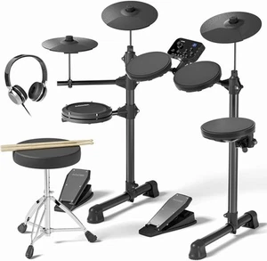 AODSK Electric Drum Set, 150 Sounds, Quiet Pads Cymbals Pedals Throne Headphones - Imagen 1 de 8