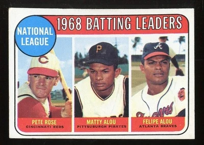 1969 Topps #2 Líderes de Bateo de la Liga Nacional - Rose, M. Alou, F. Alou Foto 1 de 2