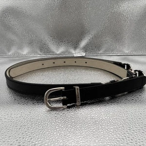 Liz Claiborne Black Leather Belt w/silver rings Women's 39 inch plus Buckle 1 in - Picture 1 of 7