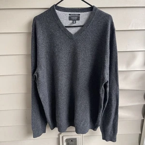 Nordstrom Men’s 100% Cashmere V-Neck Sweater  Size XL Grey Office Neutral Luxe - Picture 1 of 8