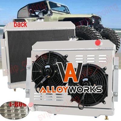 4 Row Radiator+Shroud Fan FIT 1972-1986 1976 1978 Jeep CJ CJ5 CJ6 CJ7 Scrambler~ Foto 1 de 4