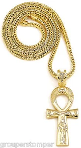 Collar Franco Grande Egipcio ""Grabado"" Ankh con 36 pulgadas de largo 4 mm de ancho - Imagen 1 de 14