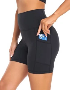 Women's High Waist Yoga Shorts 6" Inseam Biker Shorts Workout Spandex Shorts ... - Picture 1 of 4