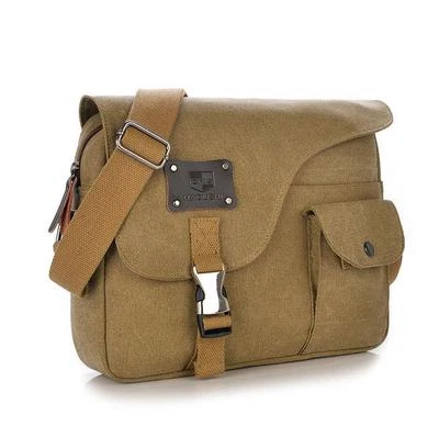 Men's Vintage Canvas School Satchel Messenger Military Shoulder Leather Bags - Image 1 of 4