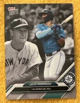 2024 Topps NOW Lou Gehrig Day #LGD-14 ⚾️ Julio Rodriguez ⚾️ Seattle Mariners 🎣 - Image 1 of 2