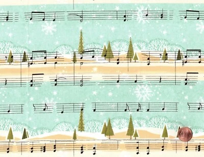 LOVE SANTA, White Black Music Notes, Cori Dantini Christmas, Cotton Fabric, BTY - Image 1 of 2