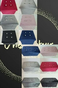 Soft Velvet Diamante Ottoman Folding Storage Box Footstool Seat new colours - Picture 1 of 53