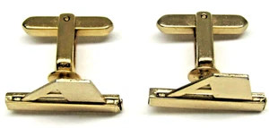 Letter A Cufflinks Hickok Vintage Gold Initials Men's Formal Wear Accessory - Picture 1 of 4