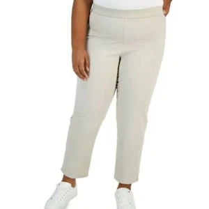 Karen Scott beige Pull On Faux Jeans Hose 1X Baumwolle Stretch Freizeit gerade - Bild 1 von 7