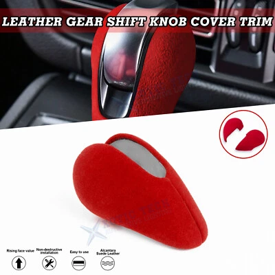 Sporty Red Alcantara Fabric Leather & ABS Gear Shift Knob Cap Cover For Porsche - Image 1 of 4