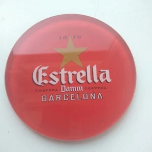 ESTRELLA DAMM 2D Flat Round Beer Lens Plaque Badge Pump Fount Mancave Wall Decor - Picture 1 of 2