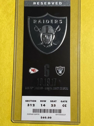2017 Oakland Raiders Official NFL Mint Season Ticket Stub - pick any game! Cover