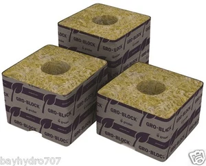 Grodan Delta 4 Block, 3"x3"x2.5" With Hole, Case Of 384 SAVE $$ W/ BAY HYDRO - Picture 1 of 5