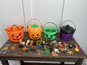 Vintage 1986 1991 McDonald’s Halloween Buckets Pail Pumpkin Witch + Toys Crayola - Picture 1 of 18